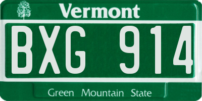 VT license plate BXG914
