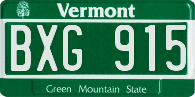 VT license plate BXG915