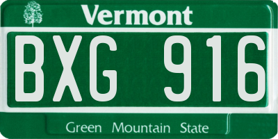 VT license plate BXG916