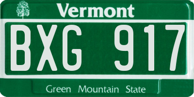 VT license plate BXG917