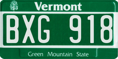 VT license plate BXG918