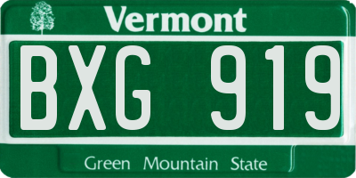 VT license plate BXG919