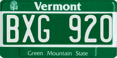 VT license plate BXG920