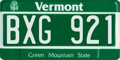 VT license plate BXG921