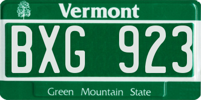 VT license plate BXG923