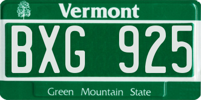 VT license plate BXG925
