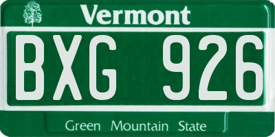VT license plate BXG926