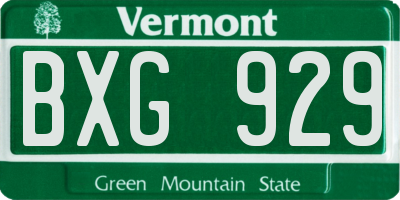 VT license plate BXG929