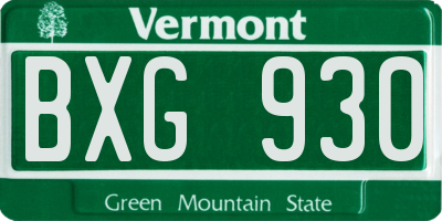 VT license plate BXG930