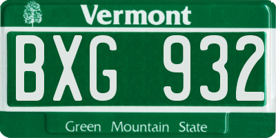 VT license plate BXG932