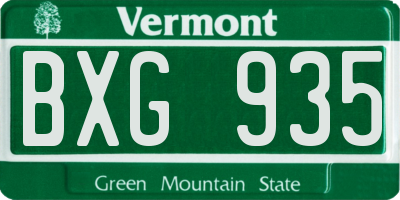 VT license plate BXG935