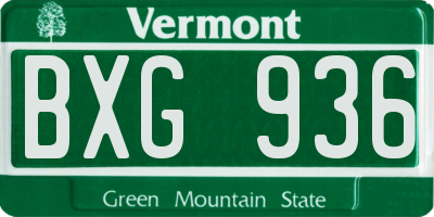 VT license plate BXG936