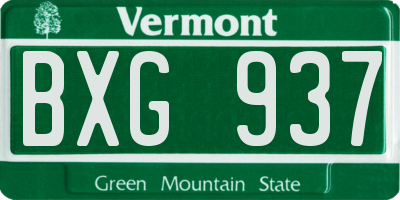 VT license plate BXG937