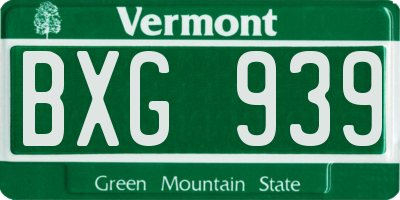 VT license plate BXG939