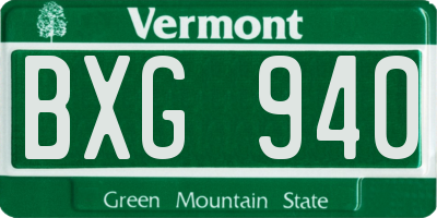 VT license plate BXG940