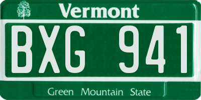 VT license plate BXG941
