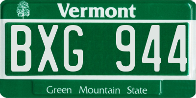 VT license plate BXG944