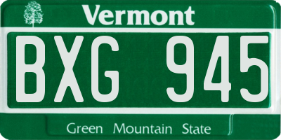 VT license plate BXG945