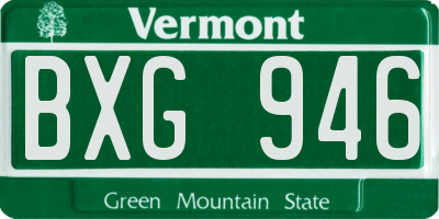 VT license plate BXG946