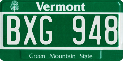 VT license plate BXG948
