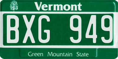 VT license plate BXG949