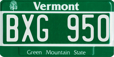 VT license plate BXG950
