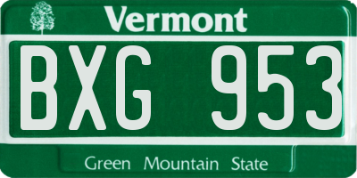 VT license plate BXG953