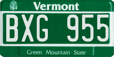 VT license plate BXG955