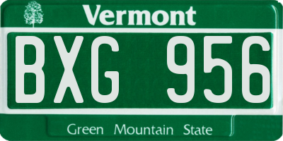 VT license plate BXG956