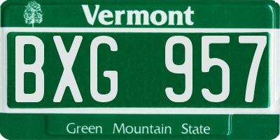 VT license plate BXG957