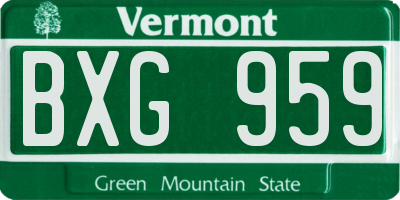VT license plate BXG959