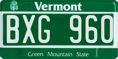 VT license plate BXG960