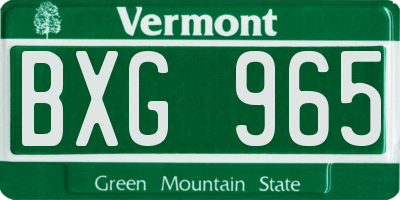 VT license plate BXG965