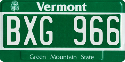 VT license plate BXG966