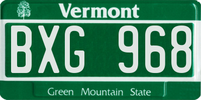 VT license plate BXG968