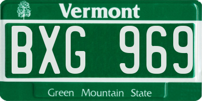 VT license plate BXG969