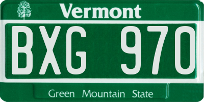 VT license plate BXG970