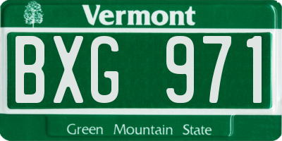 VT license plate BXG971