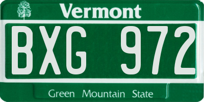 VT license plate BXG972