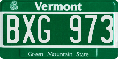VT license plate BXG973