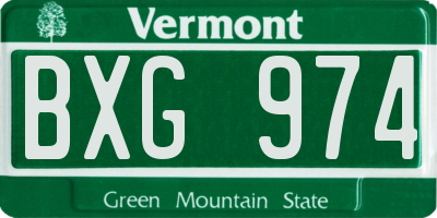 VT license plate BXG974