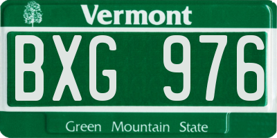 VT license plate BXG976