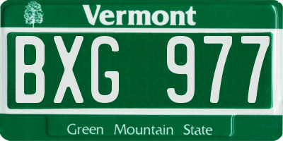 VT license plate BXG977