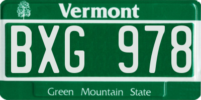 VT license plate BXG978