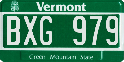 VT license plate BXG979