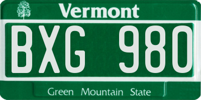 VT license plate BXG980