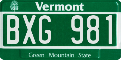 VT license plate BXG981