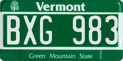 VT license plate BXG983