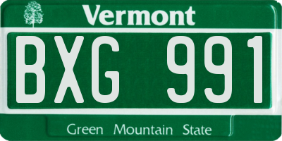VT license plate BXG991