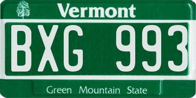 VT license plate BXG993